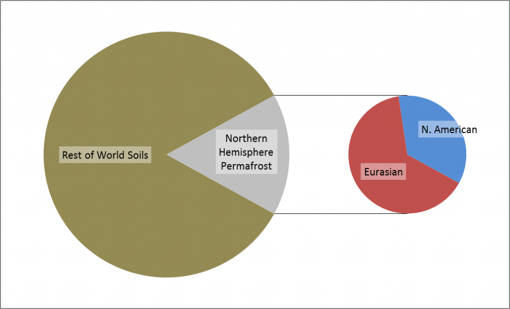 Northern Hemisphere permafrost is only 16% of the global soil area