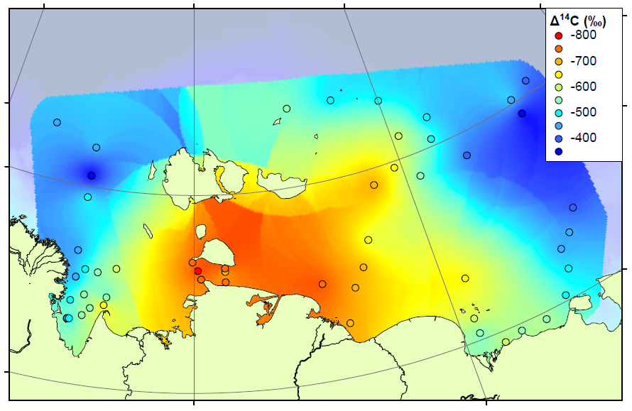 Map of radiocarbon ages across the ESAS
