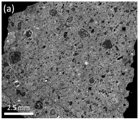 A little bit of meteorite, under an electron microscope